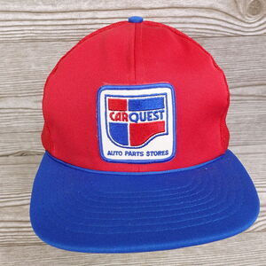 VINTAGE CAR QUEST AUTO PARTS STORE RED BLUE SNAPBACK HAT CAP